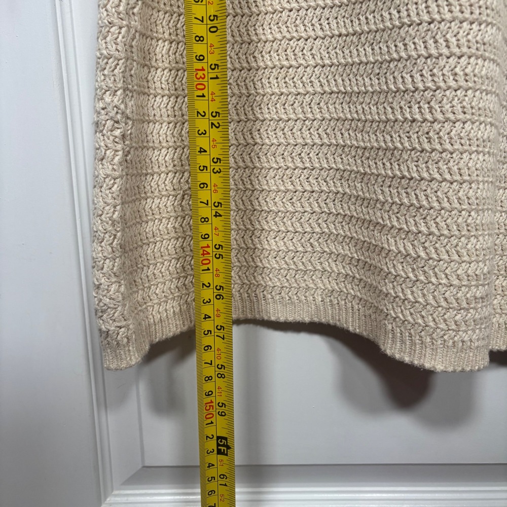 Free People Cream Knit Open Back V-Neck Maxi Sweater Dress Long Sleeve Medium - Picture 9 of 10